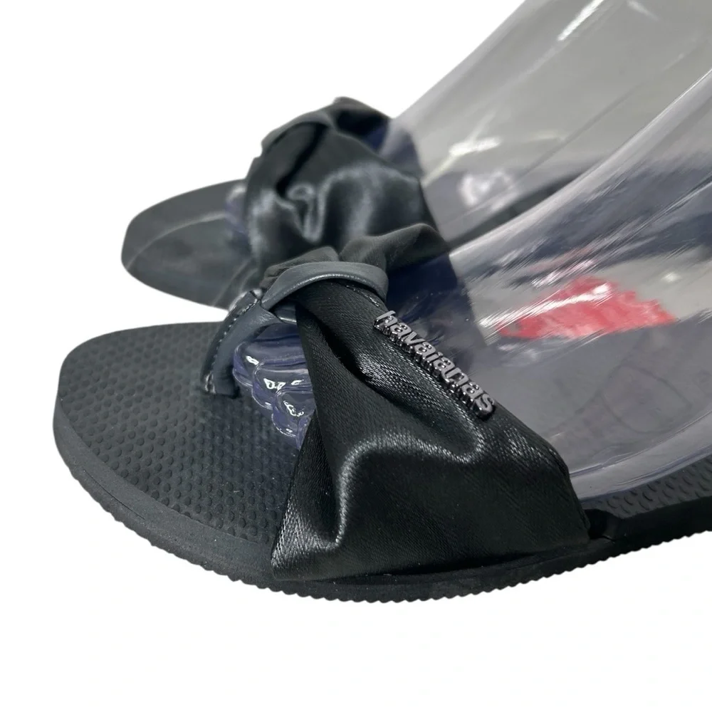 Havaianas Women’s St. Tropez YOU Lush Flip Flops  New Graphite Black Satin 7/8